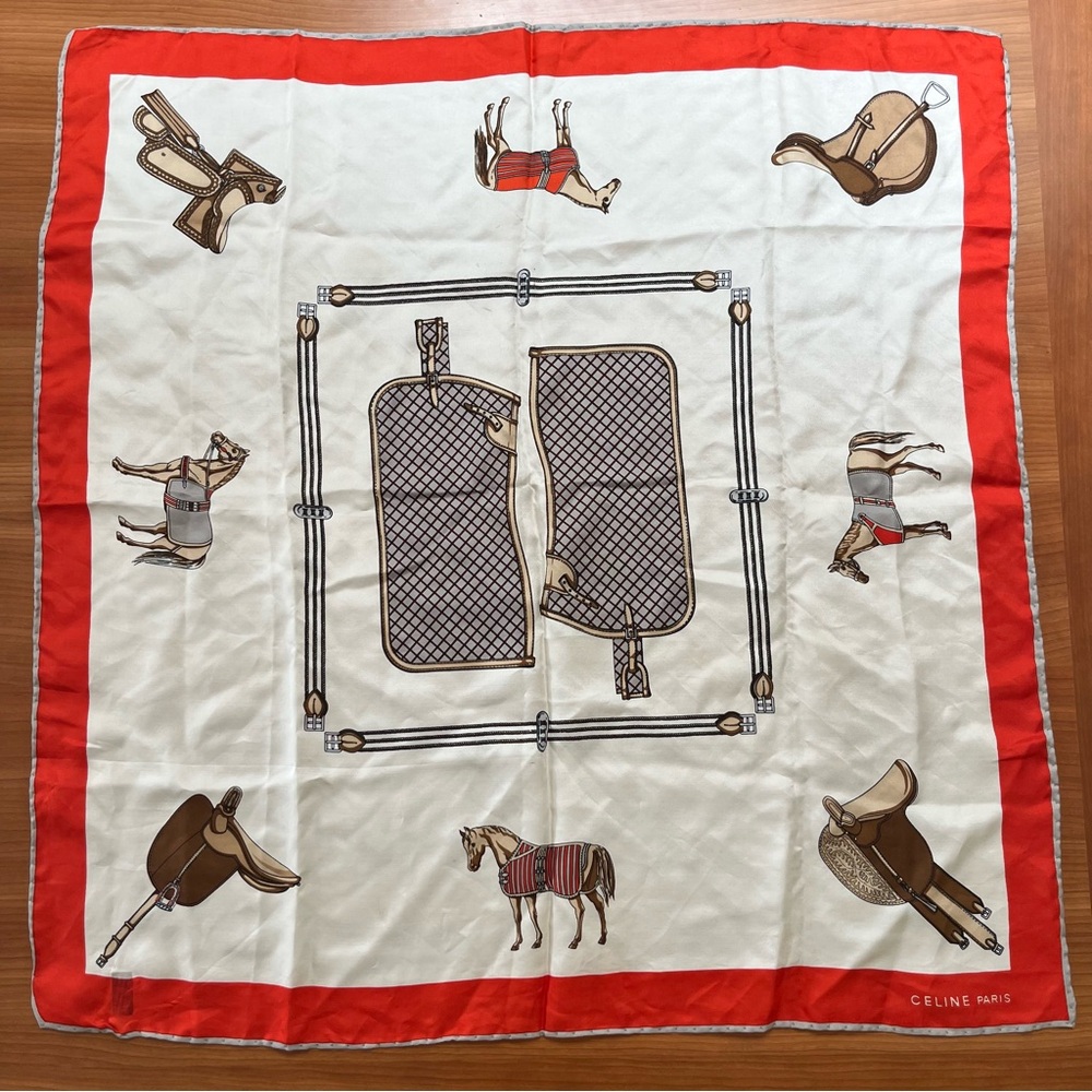 Celine Red and Cream Equestrian Scarf